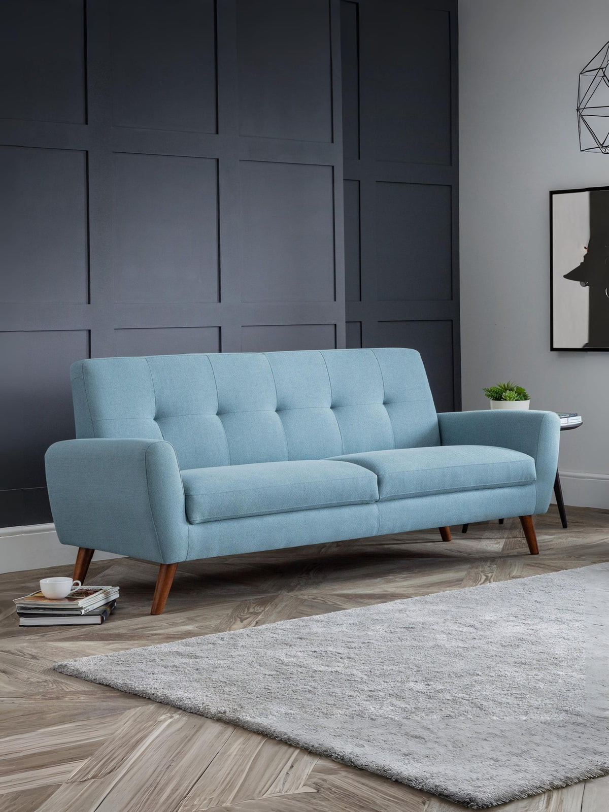 Monza 3 Seater Compact Retro Sofa - Blue