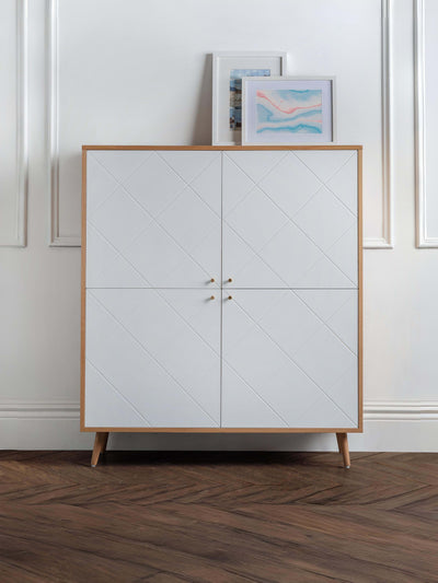 Moritz 4 Door Cabinet – Oak & White – White and Oak Effect