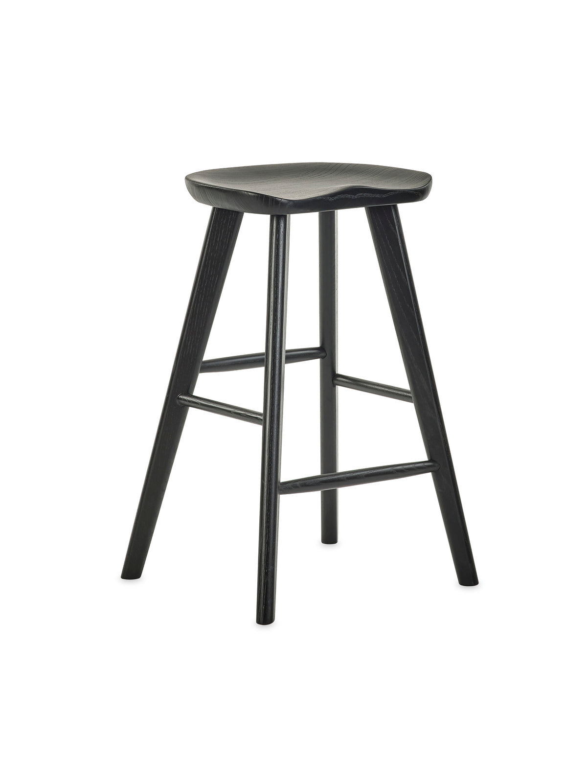 Mulu Black Solid Oak Bar Stool