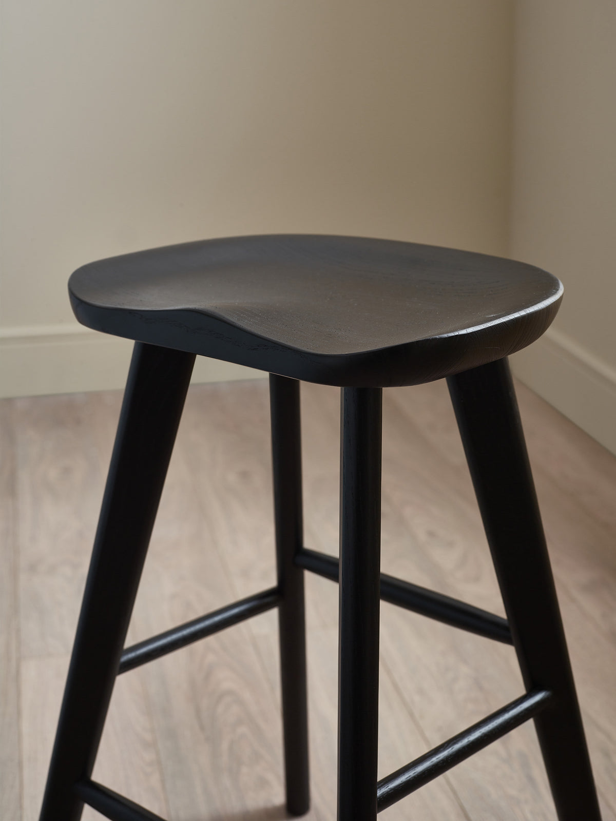 Mulu Black Solid Oak Bar Stool