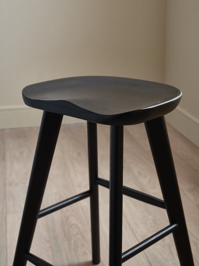 Mulu Black Solid Oak Bar Stool