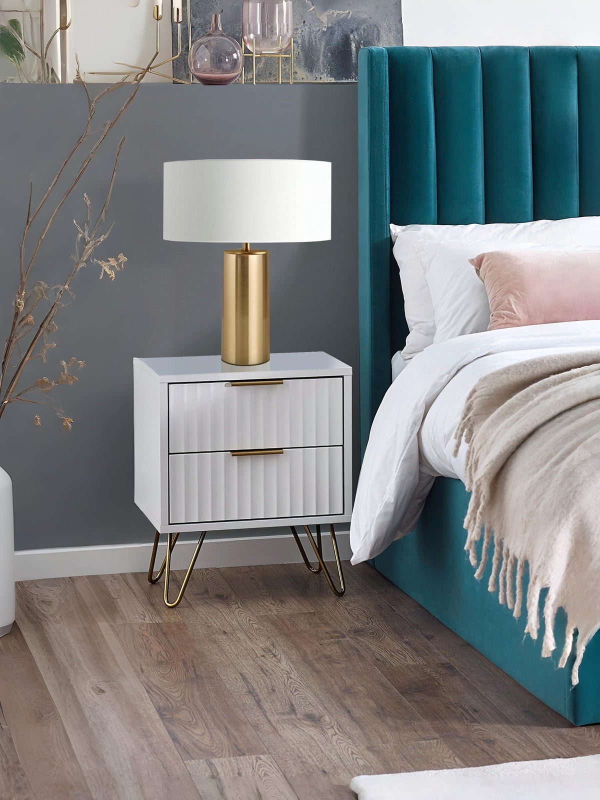 Murano 2 Drawer Bedside - Matt White