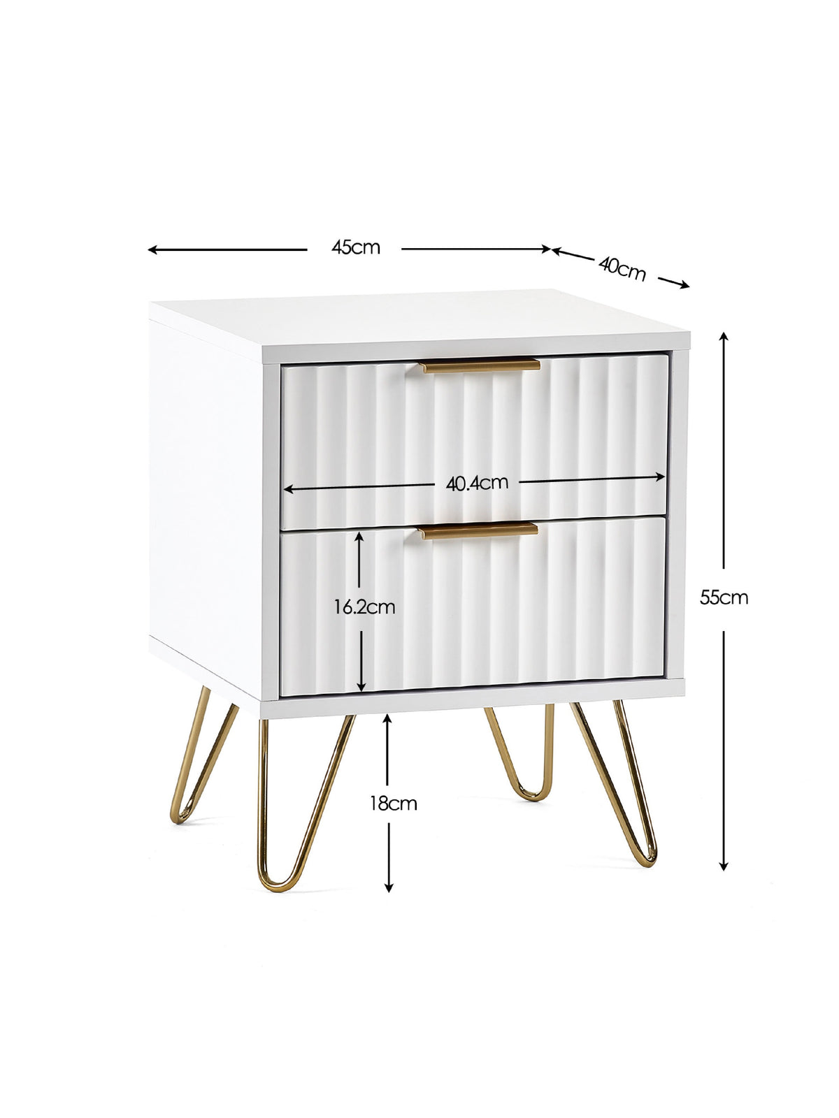 Murano 2 Drawer Bedside - Matt White