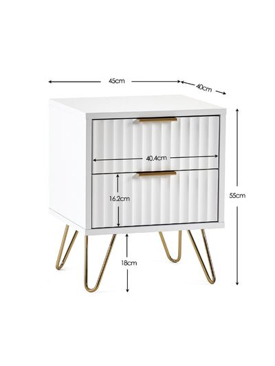 Murano 2 Drawer Bedside - Matt White