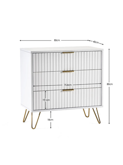 Murano 3 Drawer Chest - Matt White