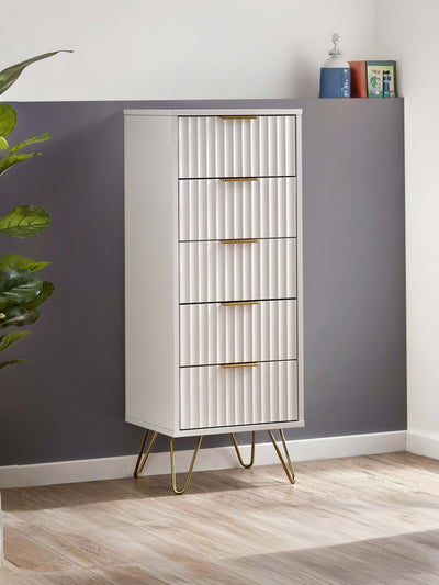 Murano 5 Drawer Tallboy - Matt White