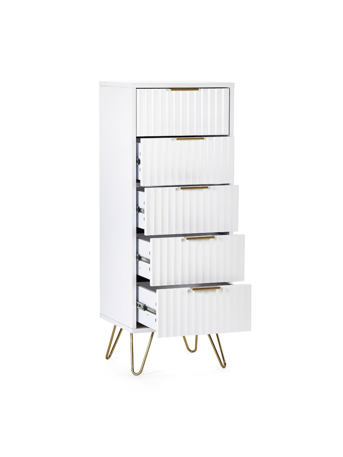 Murano 5 Drawer Tallboy - Matt White