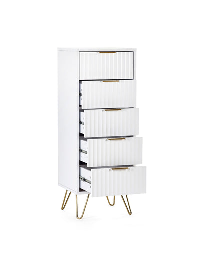 Murano 5 Drawer Tallboy - Matt White