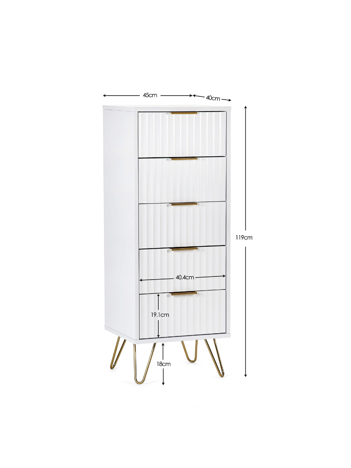 Murano 5 Drawer Tallboy - Matt White