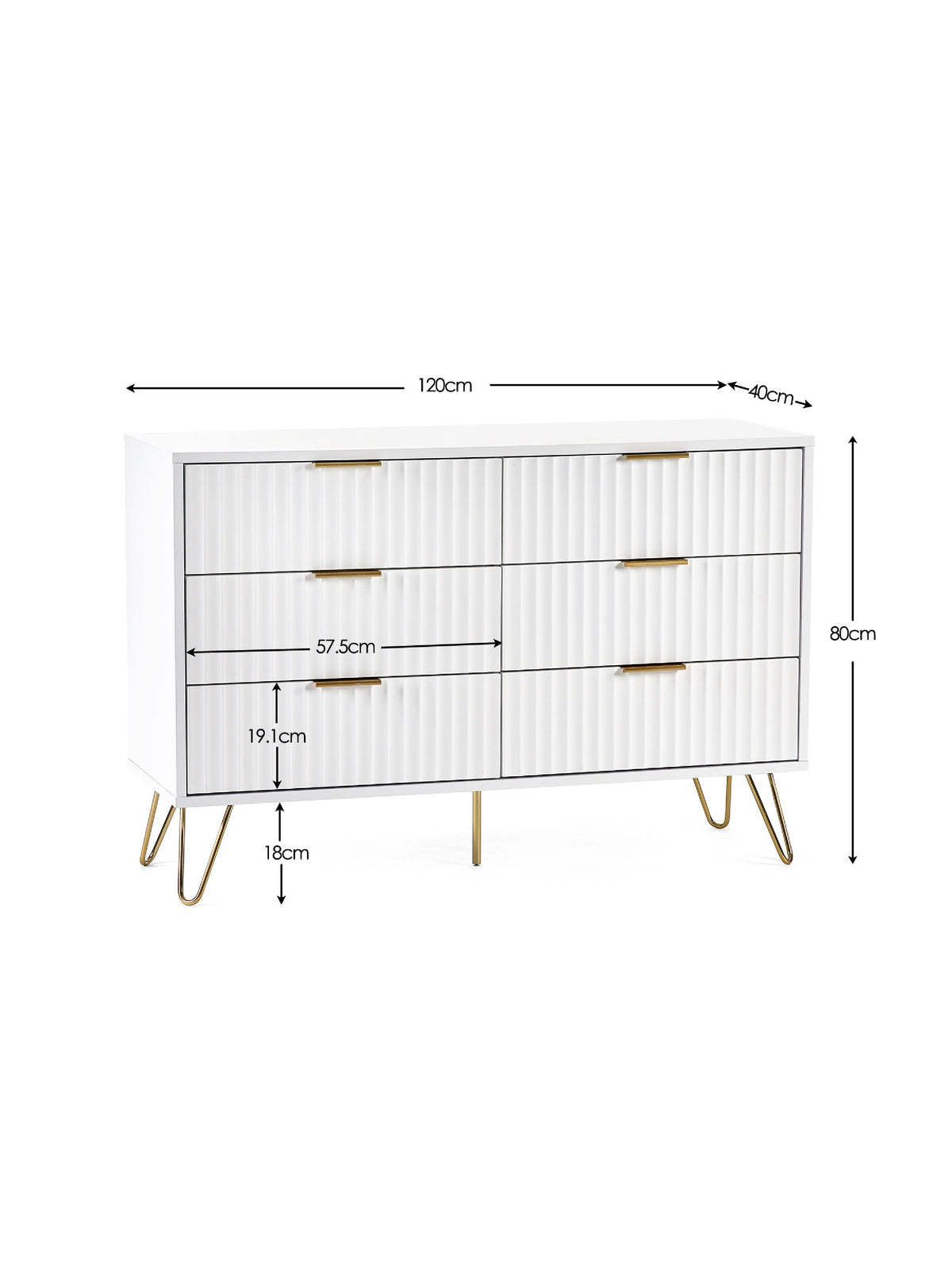 Murano 6 Drawer Chest - Matt White