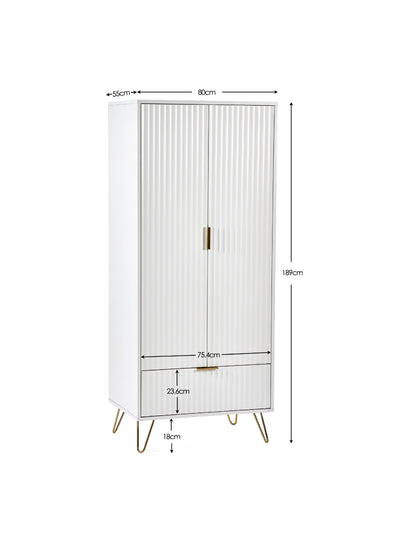 Murano 2 Door 1 Drawer Wardrobe - Matt White