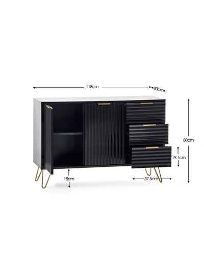 Murano Large Sideboard – Matt Black