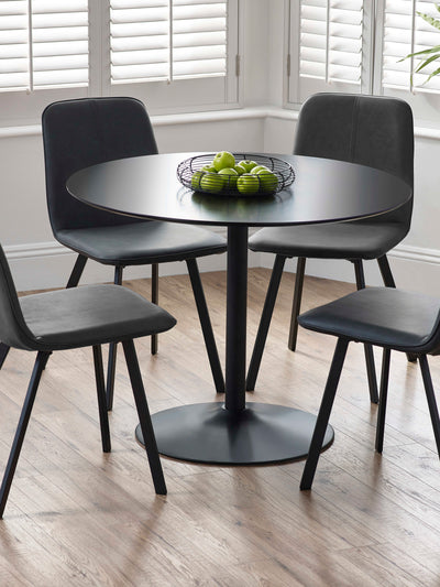 Nero 100cm Round Table & 4 Goya Antique Black Chairs