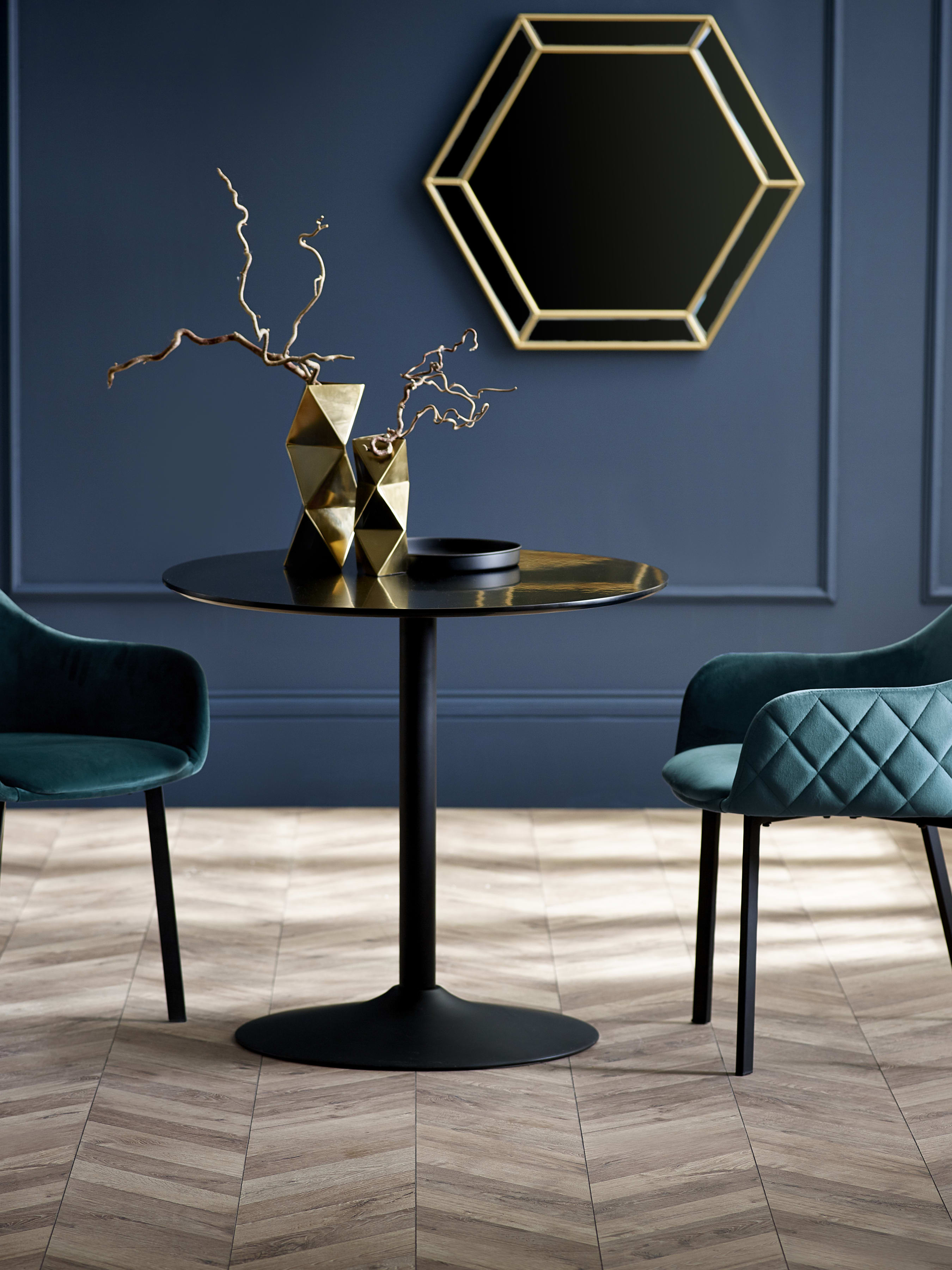 Nero 80Cm Table and 2 Lima Dining Chairs – Black