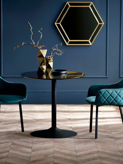 Nero 80Cm Table and 2 Lima Dining Chairs – Black