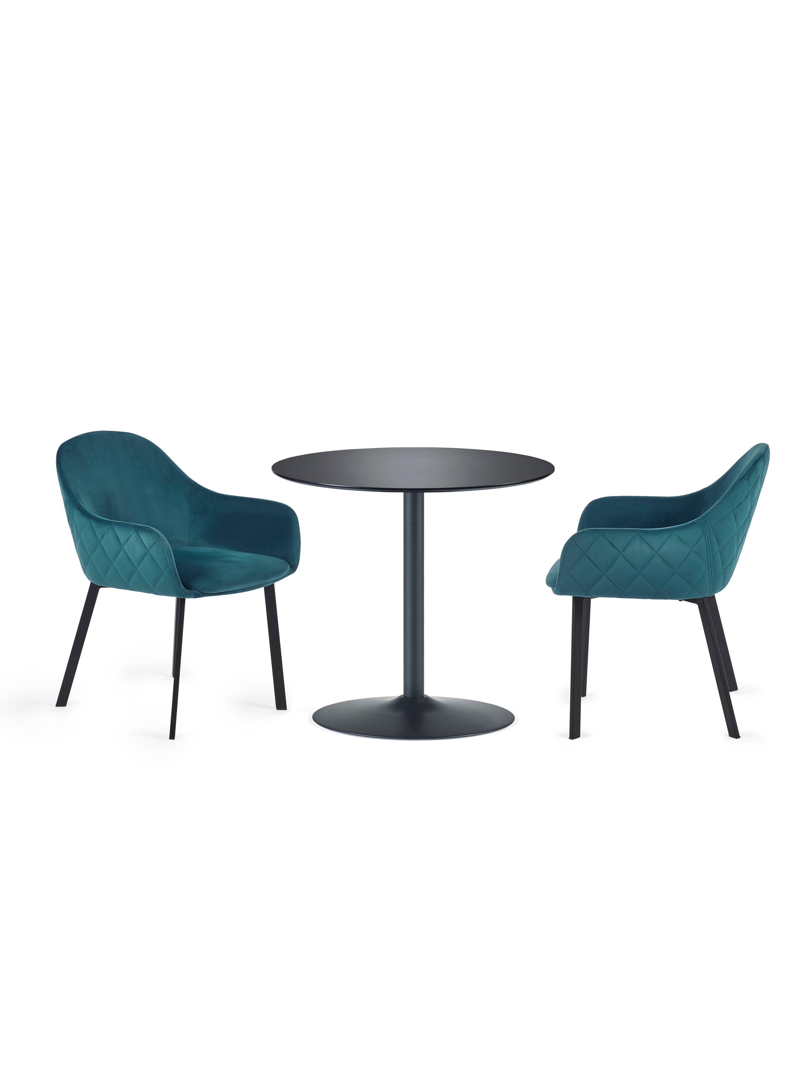 Nero 80Cm Table and 2 Lima Dining Chairs – Black