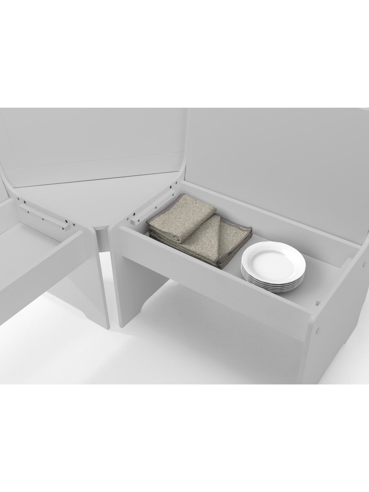 Newport Corner Dining Set With Storage Bench - Dove Grey