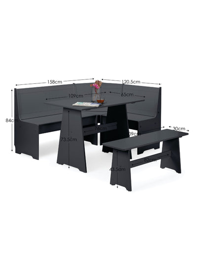 Newport Corner Dining Set With Storage Bench - Anthracite
