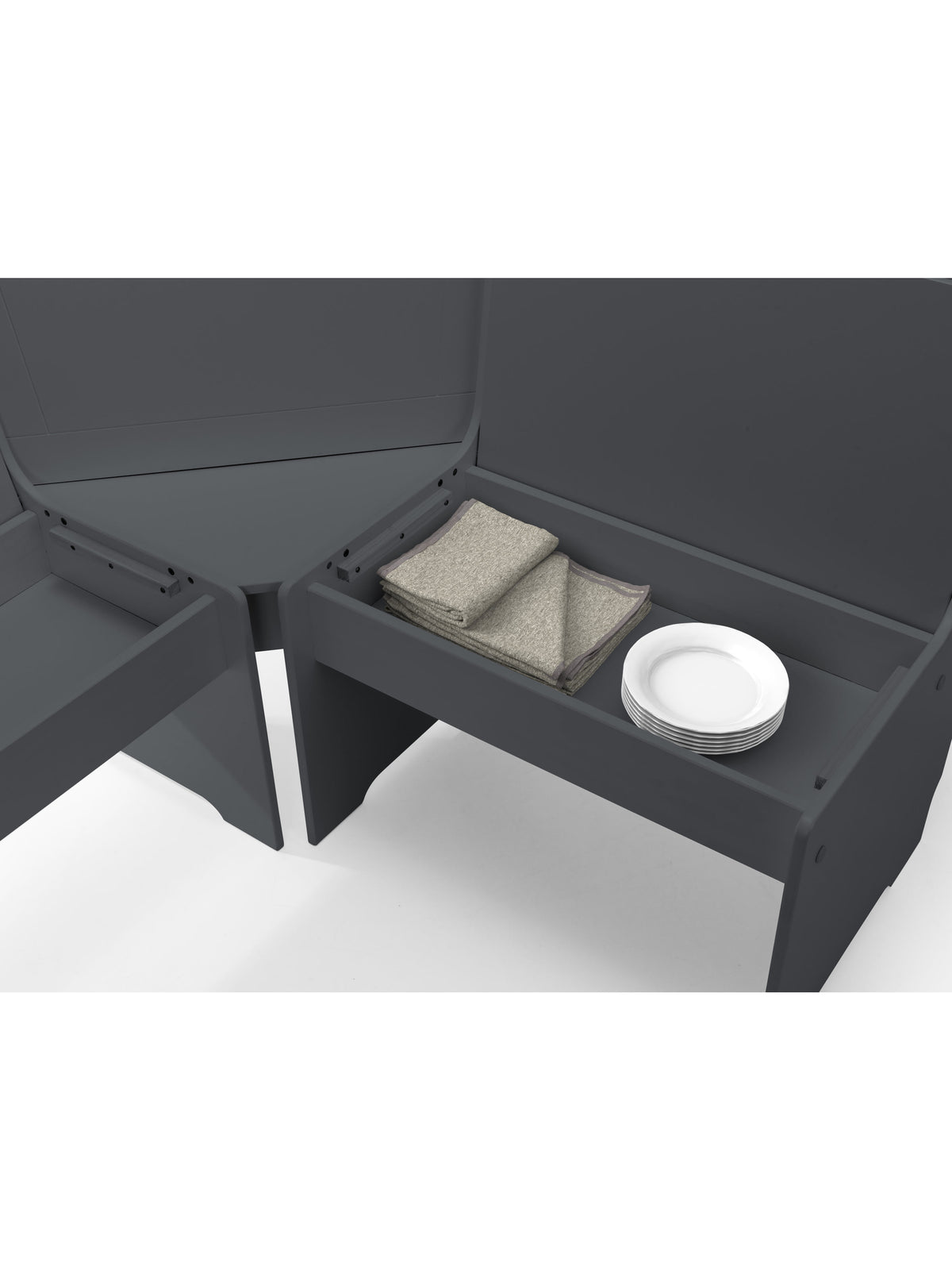 Newport Corner Dining Set With Storage Bench - Anthracite
