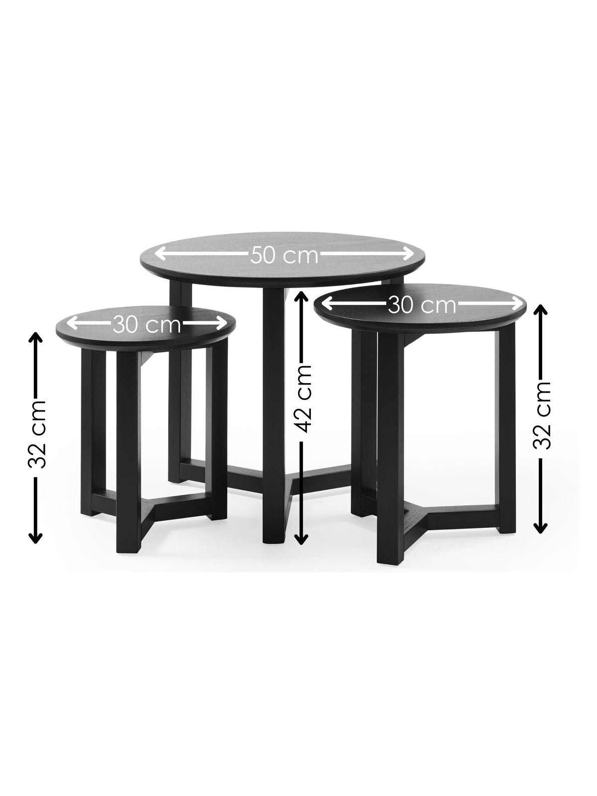 Nidri Black Nest Of 3 Tables