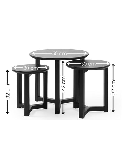 Nidri Black Nest Of 3 Tables