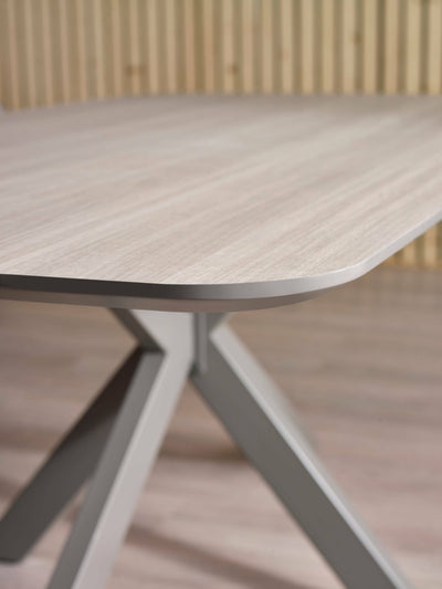 Noah Rectangular Weathered Oak Dining Table Set with 4 Ivory Chenille Upholstered Dining Chairs – Taupe and Weathered Oak Effect