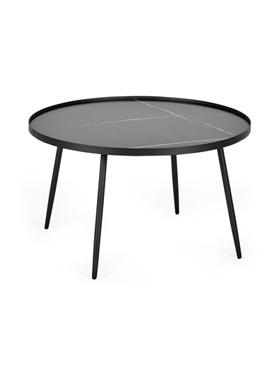 Nolan Black Marble-Effect 78cm Round Nesting Coffee Tables