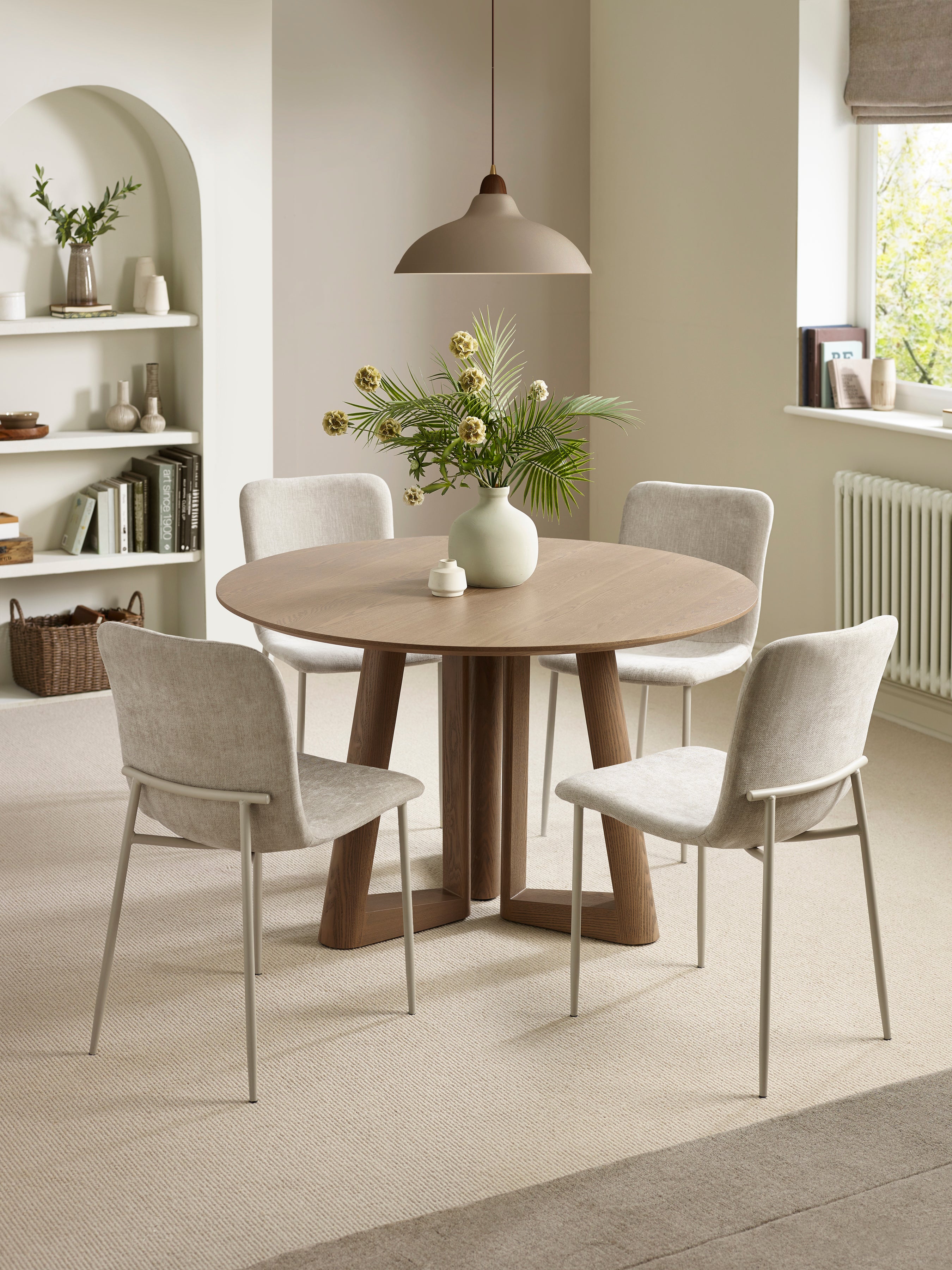Nora Upholstered Dining Chair (Set of 4) – Cream Chenille