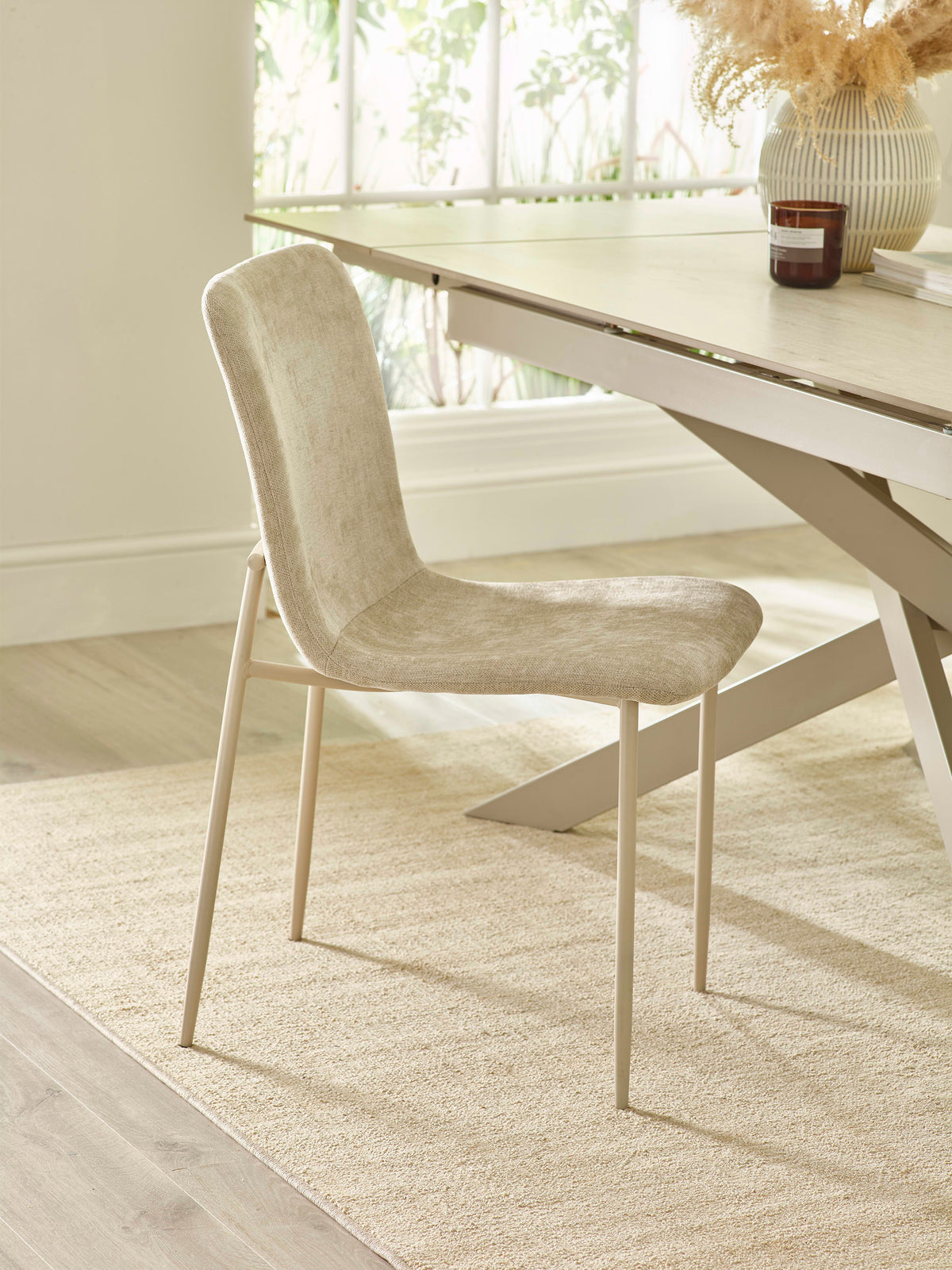 Nora Upholstered Dining Chair (Set of 4) – Cream Chenille