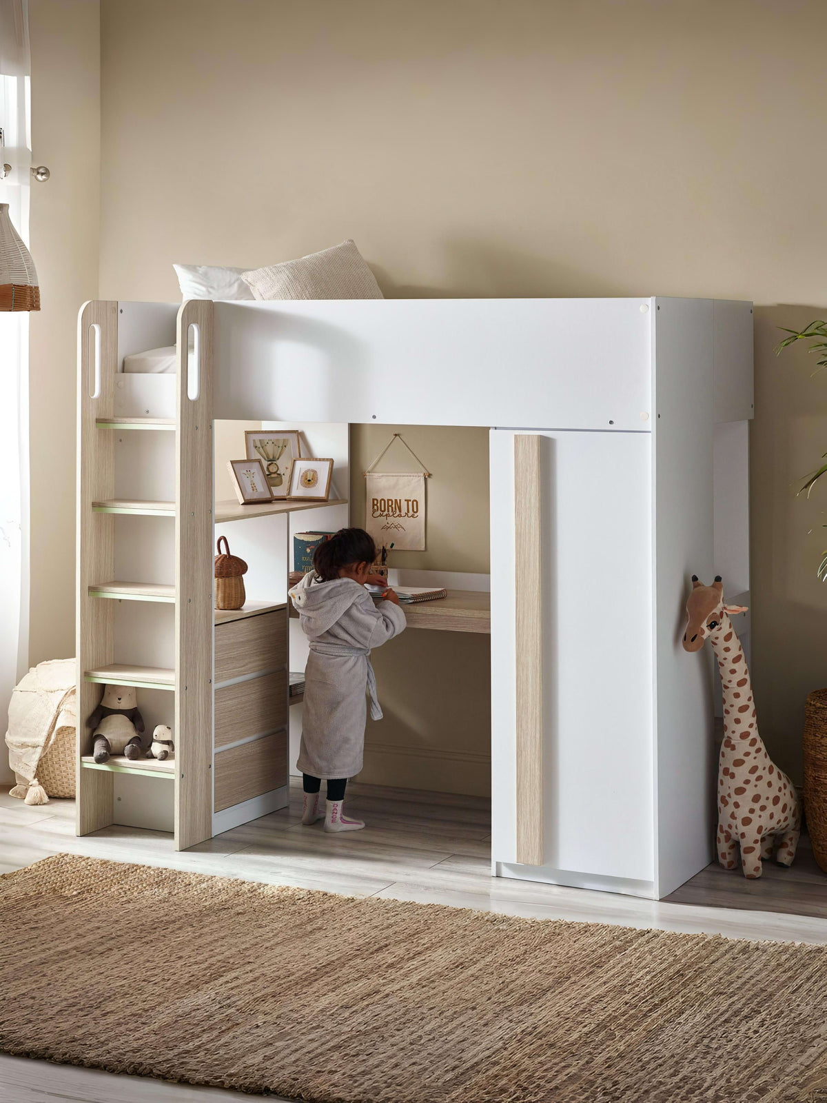Ocean Highsleeper Pale Wood & White