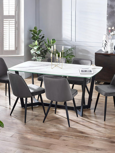 Olympus Dining Table - White Marble – Julian Bowen, view 2