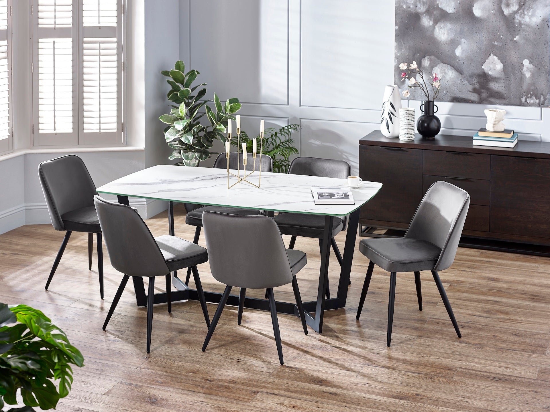 Olympus Dining Table - White Marble – Julian Bowen, view 5