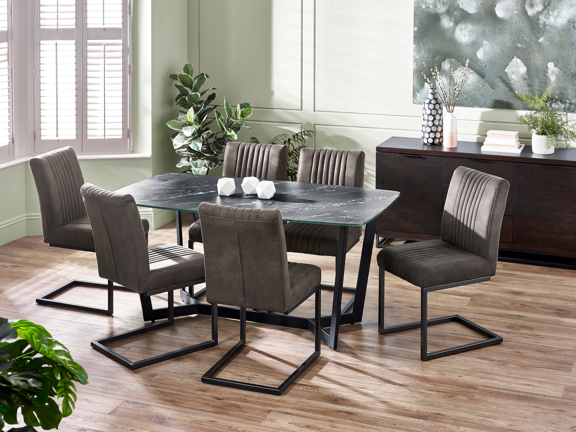 Olympus Dining Table - Black Marble – Julian Bowen, view 2