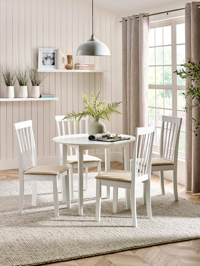 Orwell White Round Table with 4 Chairs Dining Set