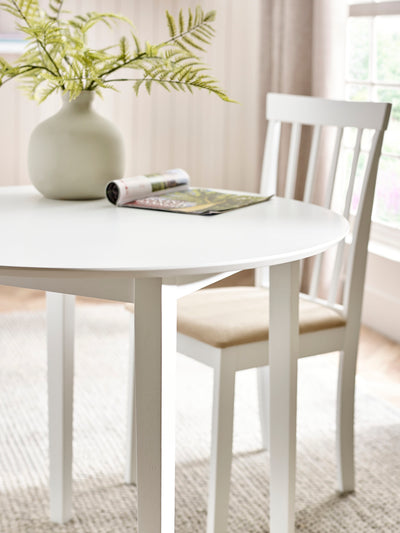 Orwell White Round Table with 4 Chairs Dining Set