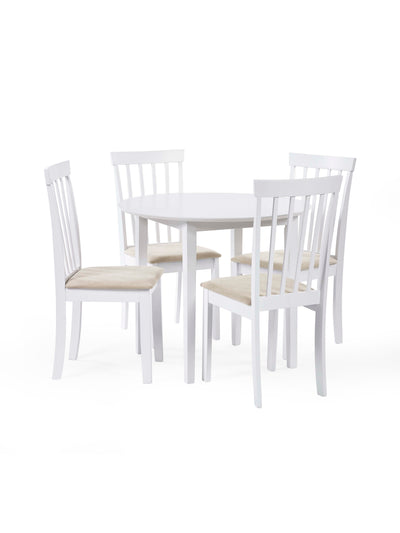 Orwell White Round Table with 4 Chairs Dining Set