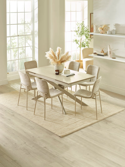 Osaka Stone Effect 160-200cm Rectangular Extending 6-8 Seater Dining Table – Natural Stone Effect