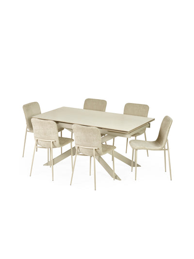 Osaka Stone Effect 160-200cm Rectangular Extending 6-8 Seater Dining Table – Natural Stone Effect
