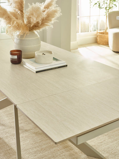 Osaka Stone Effect 160-200cm Rectangular Extending 6-8 Seater Dining Table – Natural Stone Effect