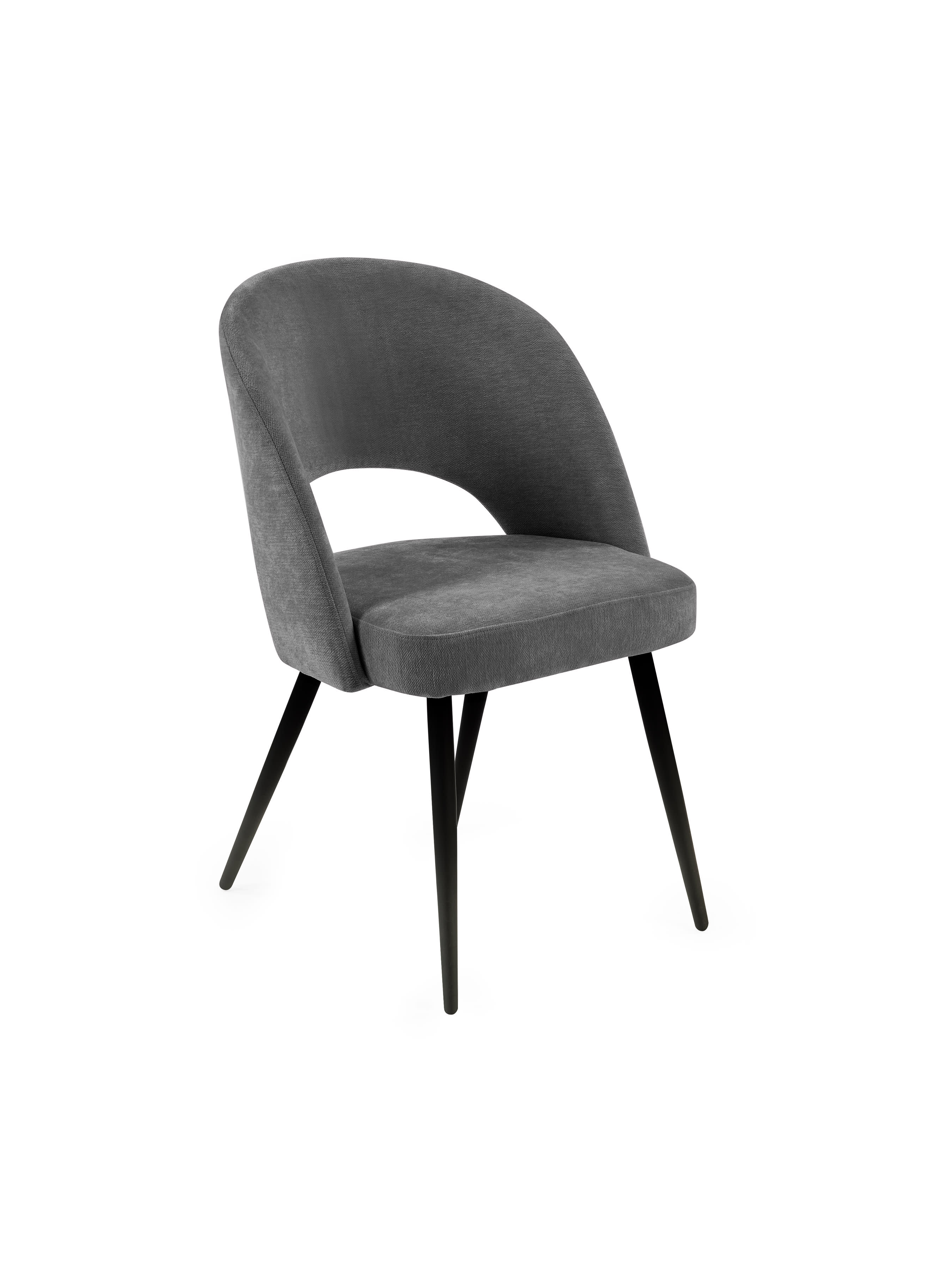 Osaka Black 160 to 240cm Extending Dining Table Set with 6 Grey Chenille Uplholseted Ella Dining Chairs – Dark Slate