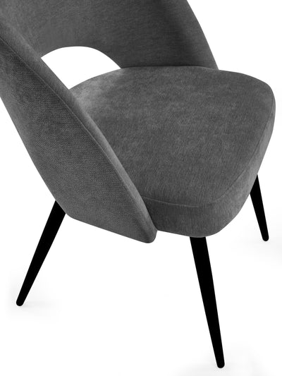 Osaka Black 160 to 240cm Extending Dining Table Set with 6 Grey Chenille Uplholseted Ella Dining Chairs – Dark Slate