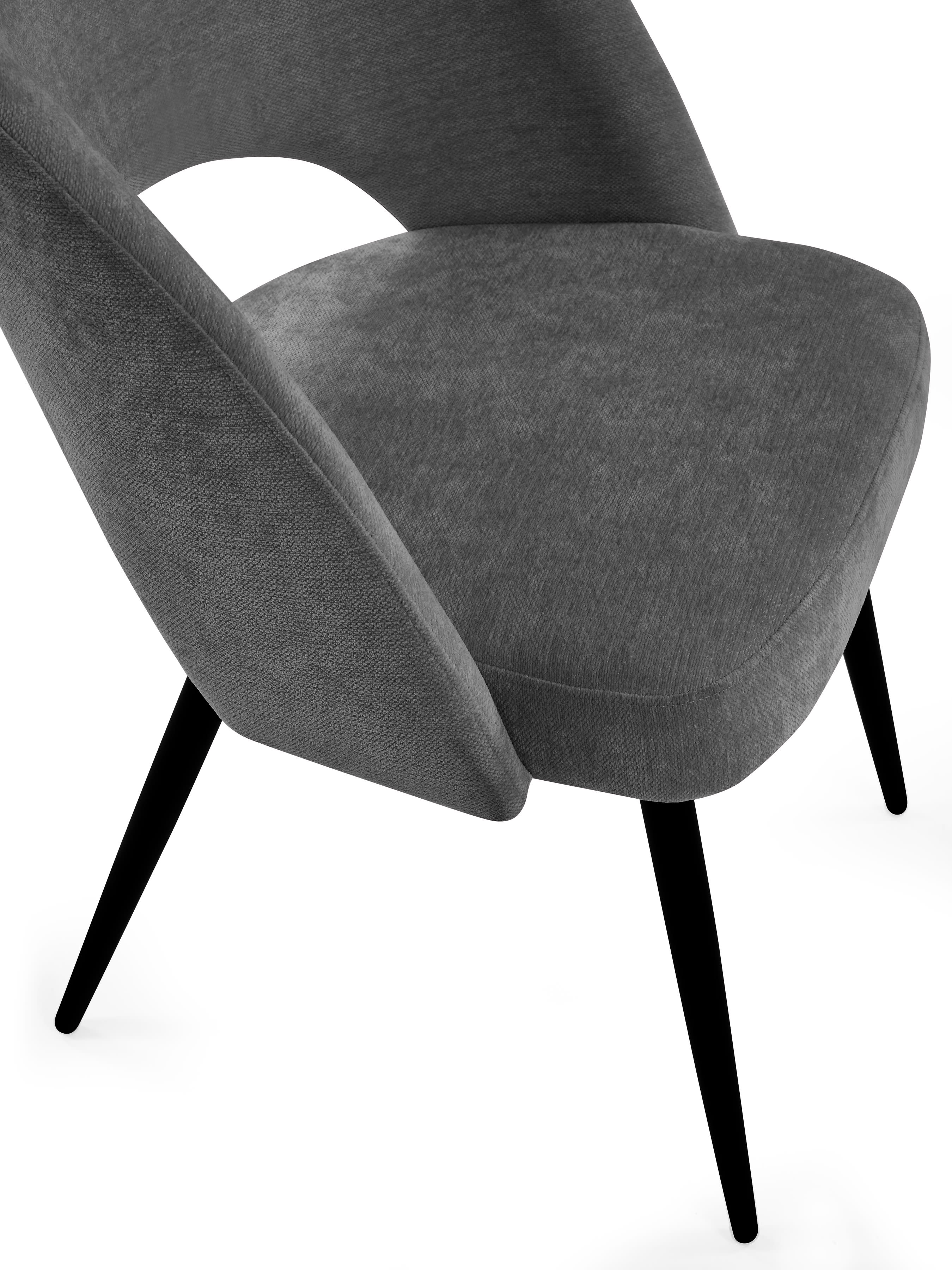 Osaka Black 160 to 240cm Extrending Dining Table set with 4 Grey Chenille Upholstered Ella Dining Chairs – Dark Slate