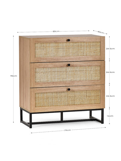 Padstow 3 Drawer Chest - Oak