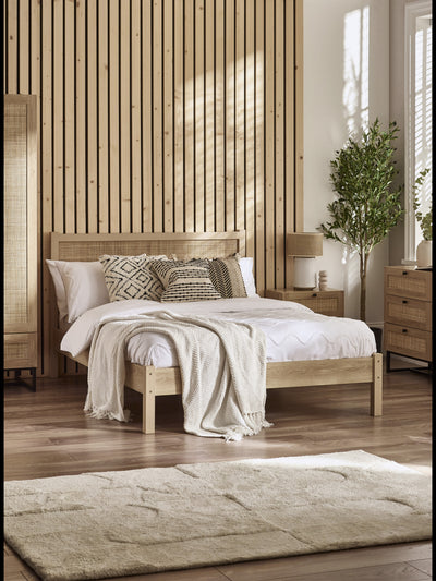 Padstow Rattan Bed - Oak