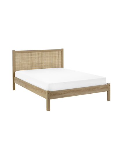 Padstow Rattan Bed - Oak