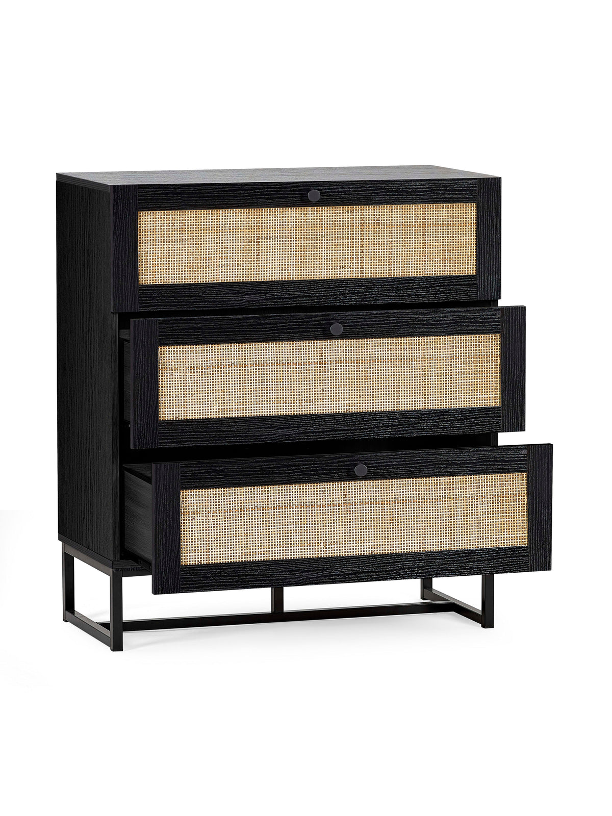 Padstow 3 Drawer Chest - Black