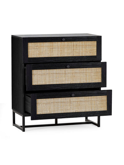 Padstow 3 Drawer Chest - Black