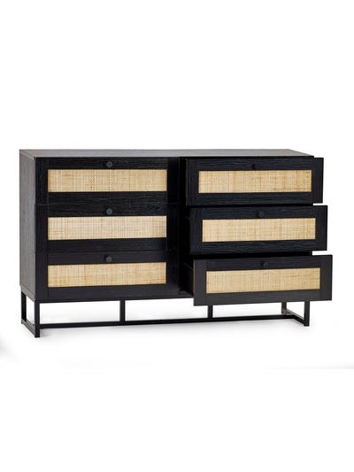 Padstow 6 Drawer Chest - Black