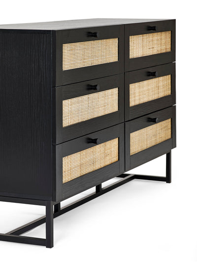 Padstow 6 Drawer Chest - Black