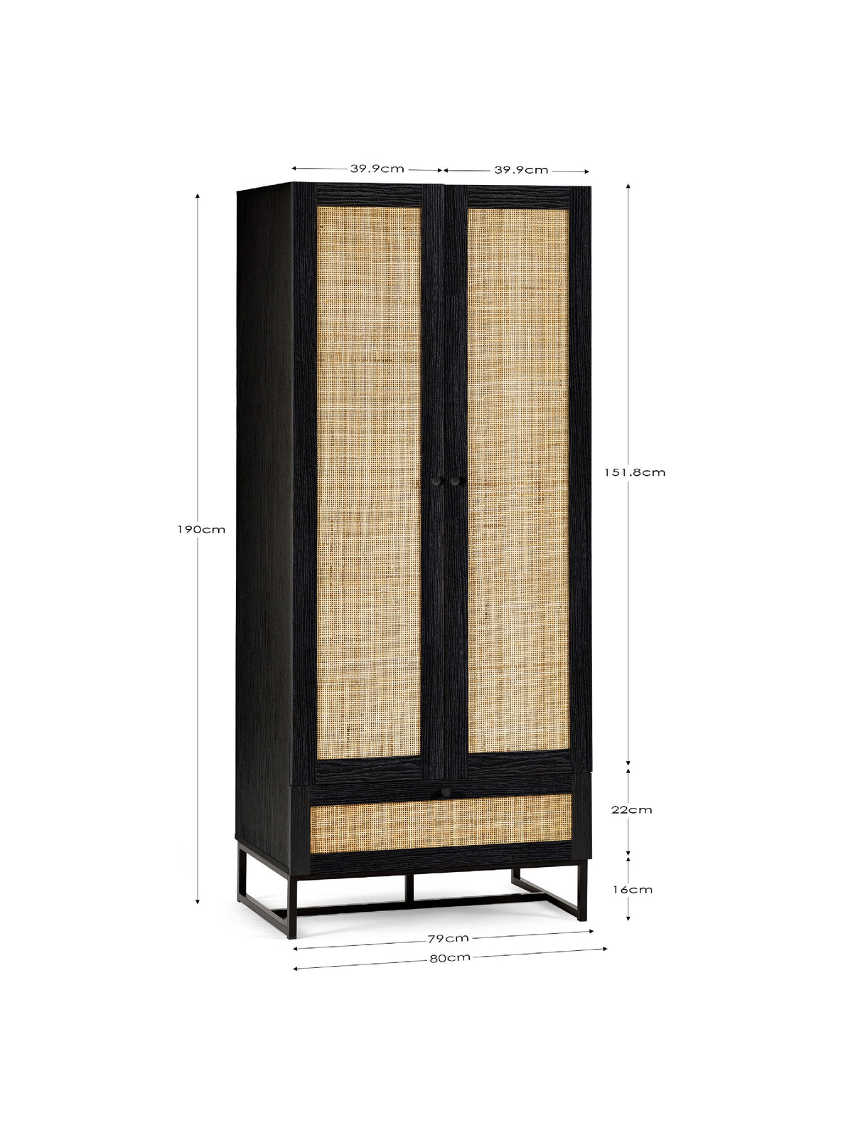 Padstow Wardrobe - Black